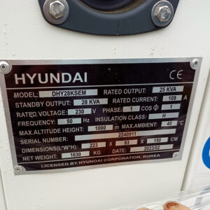 Máy phát điện công nghiệp 1 pha Hyundai DHY28KSEm